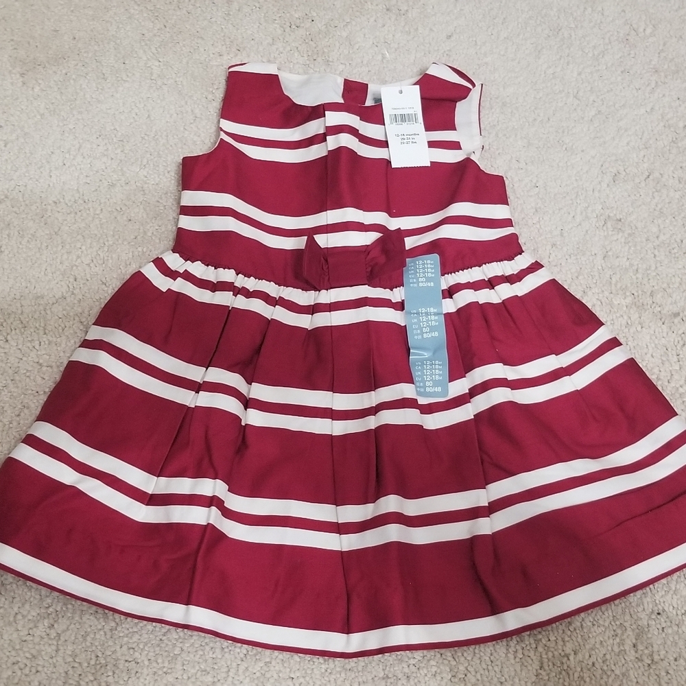 New 12 to 18M Red and White Baby Gap Dress